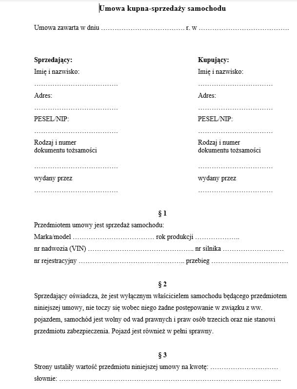 Umowa Kupna Sprzeda y Samochodu Wz r PDF DOC 2024 Najtaniej U Agenta Umowa Kupna Sprzeda y Samochodu Wz r PDF DOC 2024 Najtaniej U Agenta